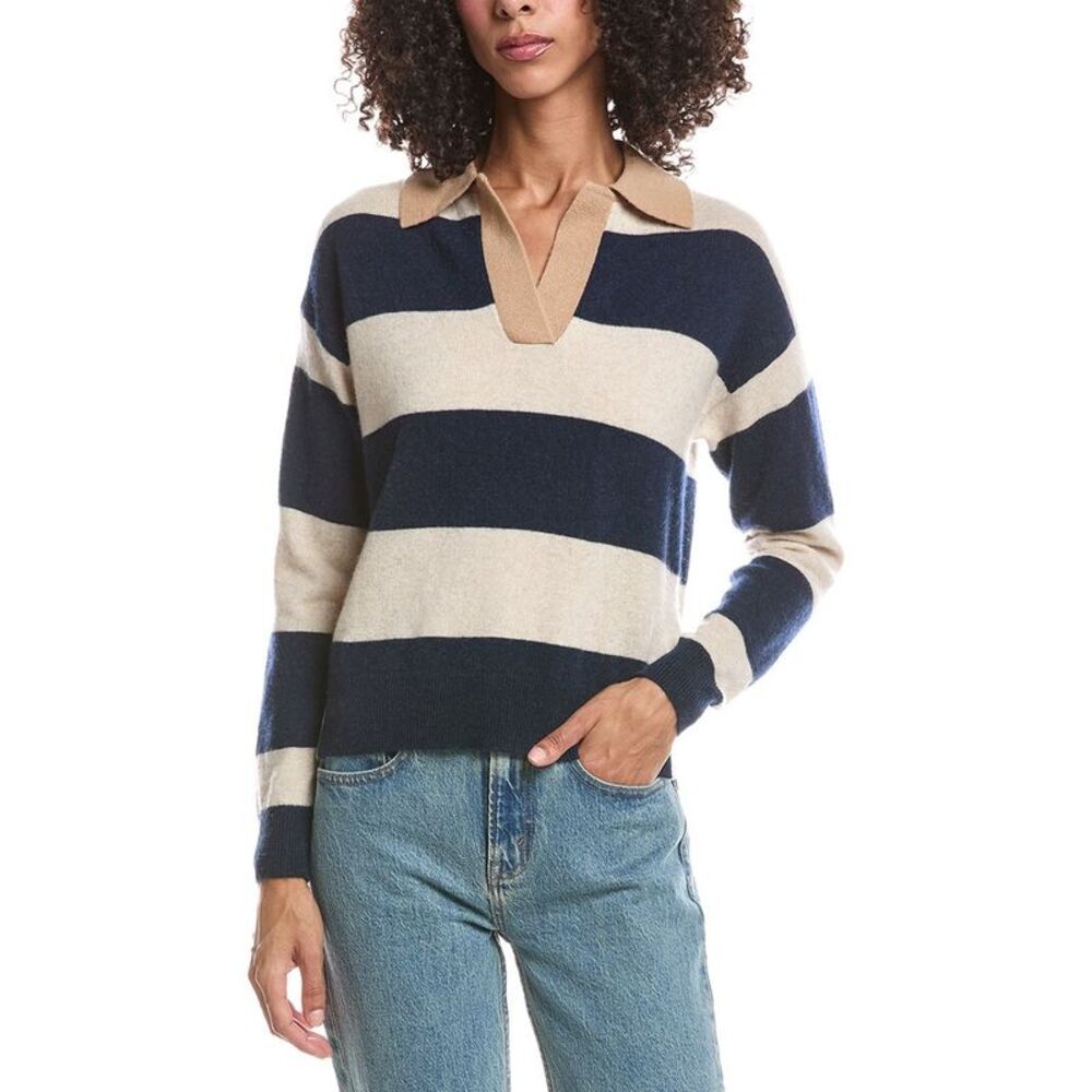 Brodie Cashmere Womens  Rugby Polo 100% Cashmere Sweater, Tan